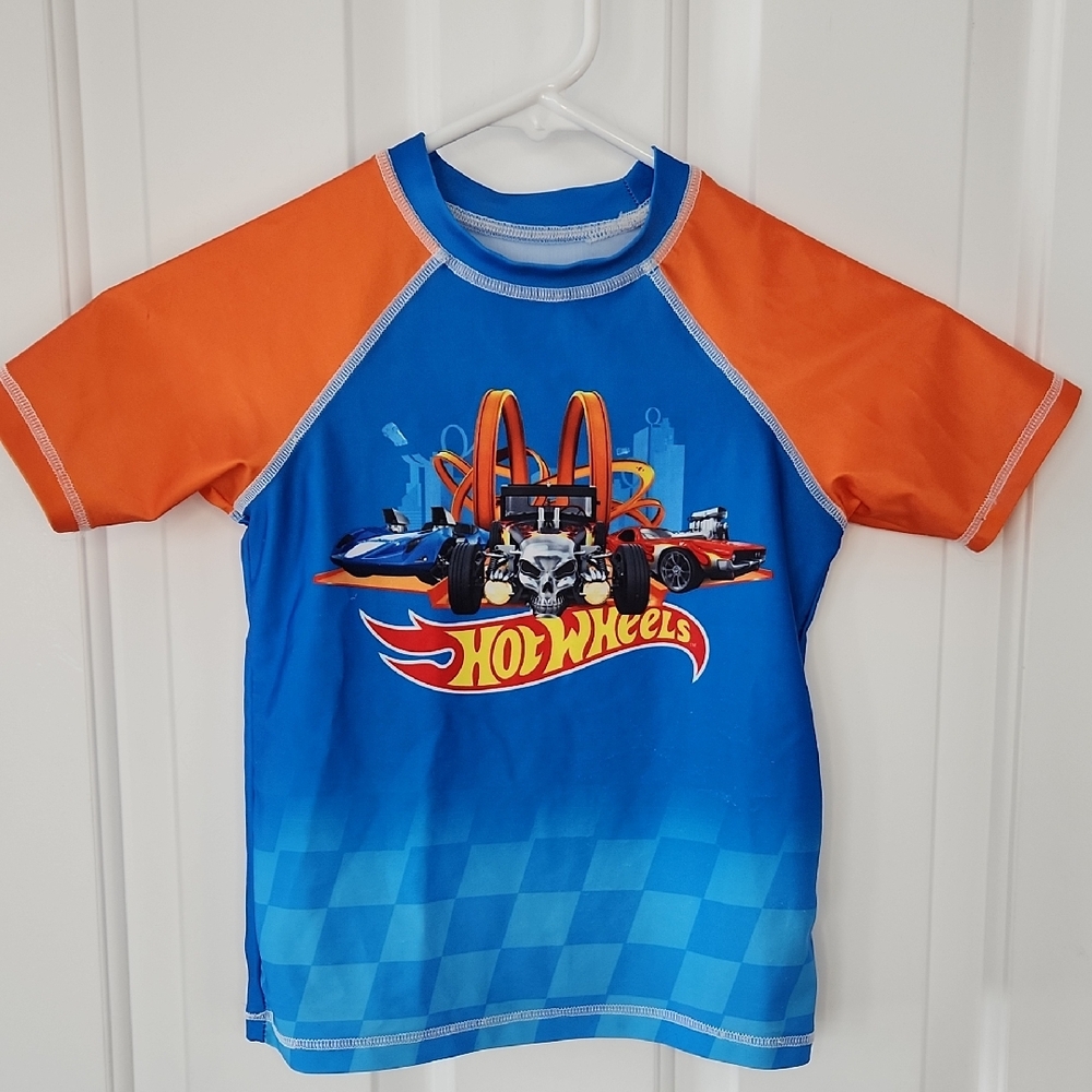 Hot Wheels Kids' Blue and Orange Swimming Rash Guard